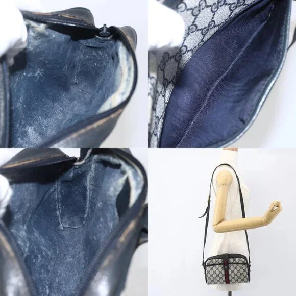 GUCCI GG Supreme Sherry Line Shoulder Bag PVC Navy Gold 89 02 055 Auth am9980 - Picture 15 of 15